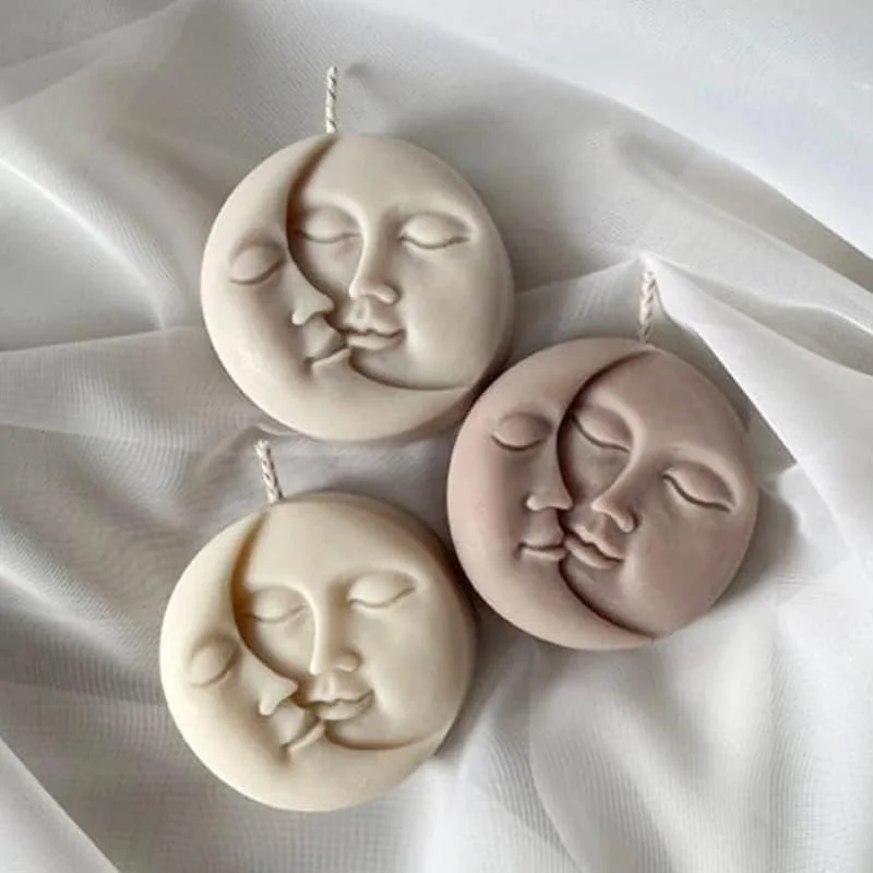 

Sun & Moon Silicone Soap Molds Handmade Crescent Moon Face Ornaments Resin Candle Plaster Making Supplies Valentines Day Gifts