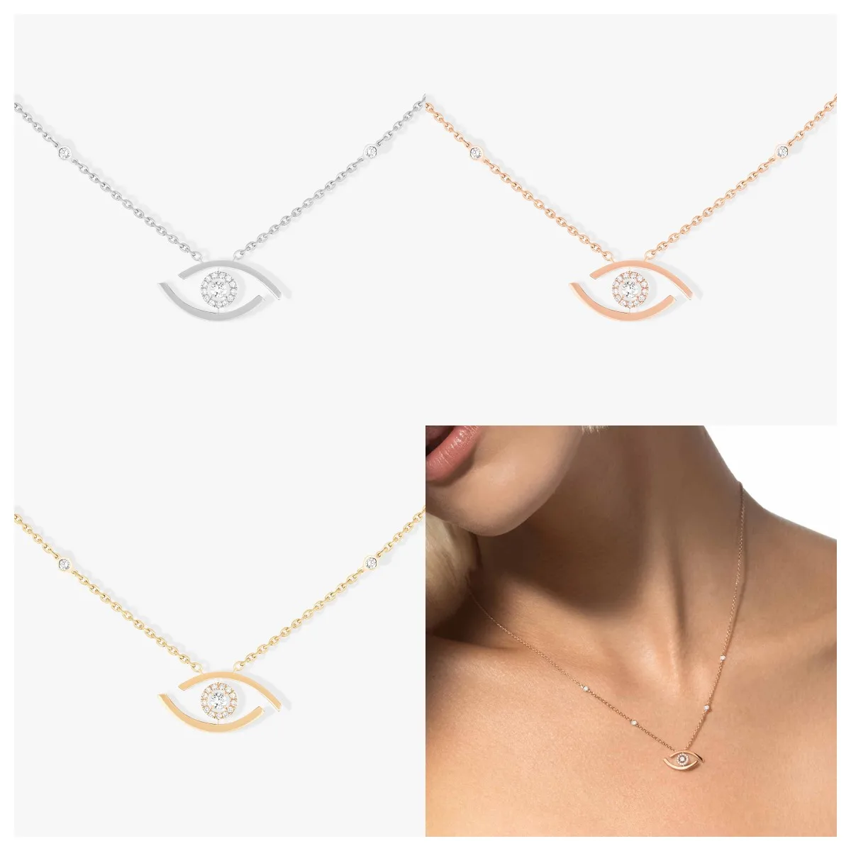 

Fashion Lucky Eye Necklaces S925 Sterling Silver Unique Creative Design Accessories Holiday Party Jewelry