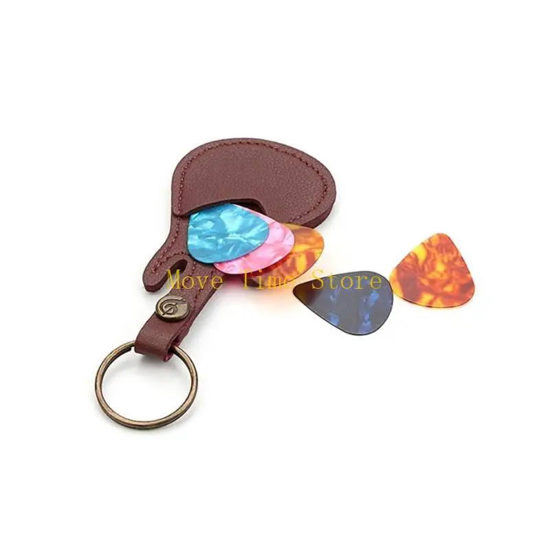 92ME Guitar Picks Case مع 5 اختيارات ، حقيبة تختار الجلود واختيار الحمل مع Keyring لقيثارة الجيتار الجيتار