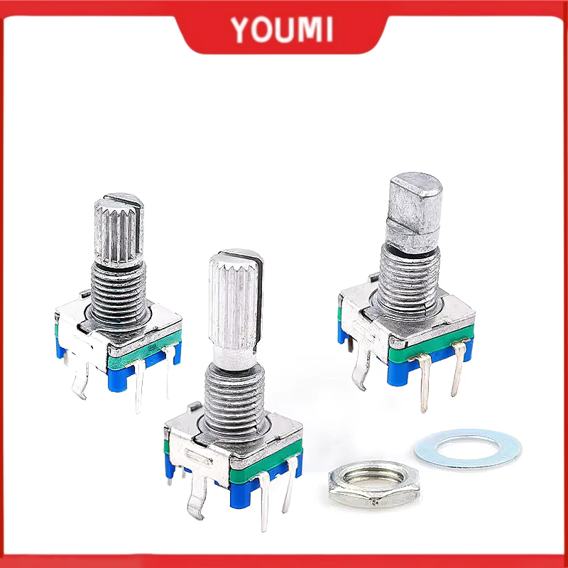 5PCS/Lot Ec11 Rotary Encoder Switch 15/20mm Plum Blossom Handle Half Shaft 20 Bit Pulse Digital Signal Potentiometer