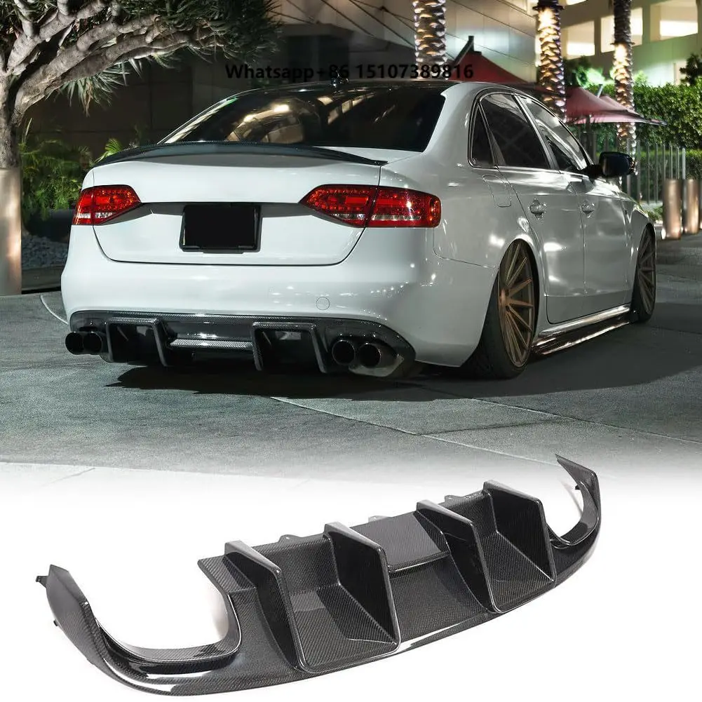 Factory Outlet Car A4 S4 B8 Carbon Fiber Diffuser Rear Bumper Lower Lip Spoiler for A4 S4 B8 2008 2009 2010 2011 2012