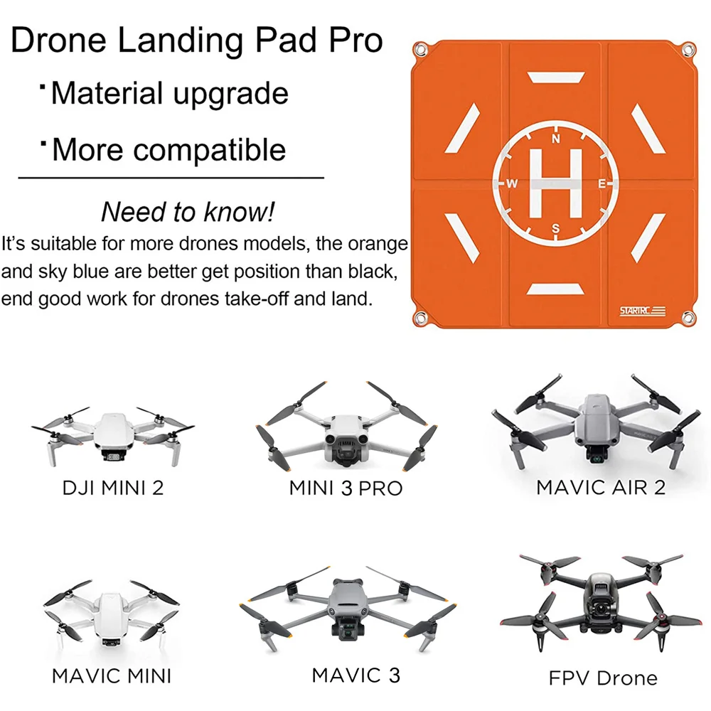 Drone Landing Pad Pro Universal Waterproof Portable Fast-Foldable Helipad for Air 2S/Mini 3 Pro/Mavic 3/FPV Avata/RC (20-inch)