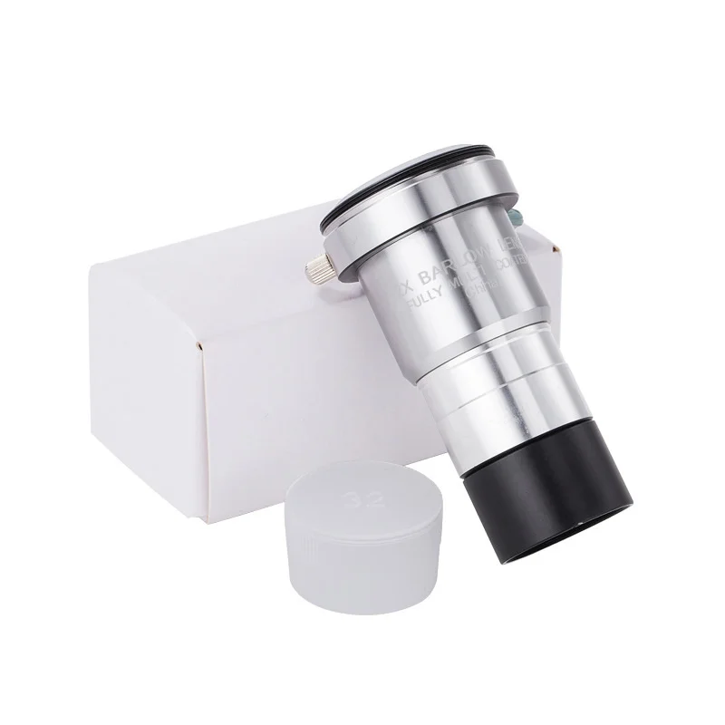 1.25inch Barlow Lens 2x Magnification Power Optical Barlou Lenses Clear Views Astronomy Accessory Silver Telescope Eyepiece