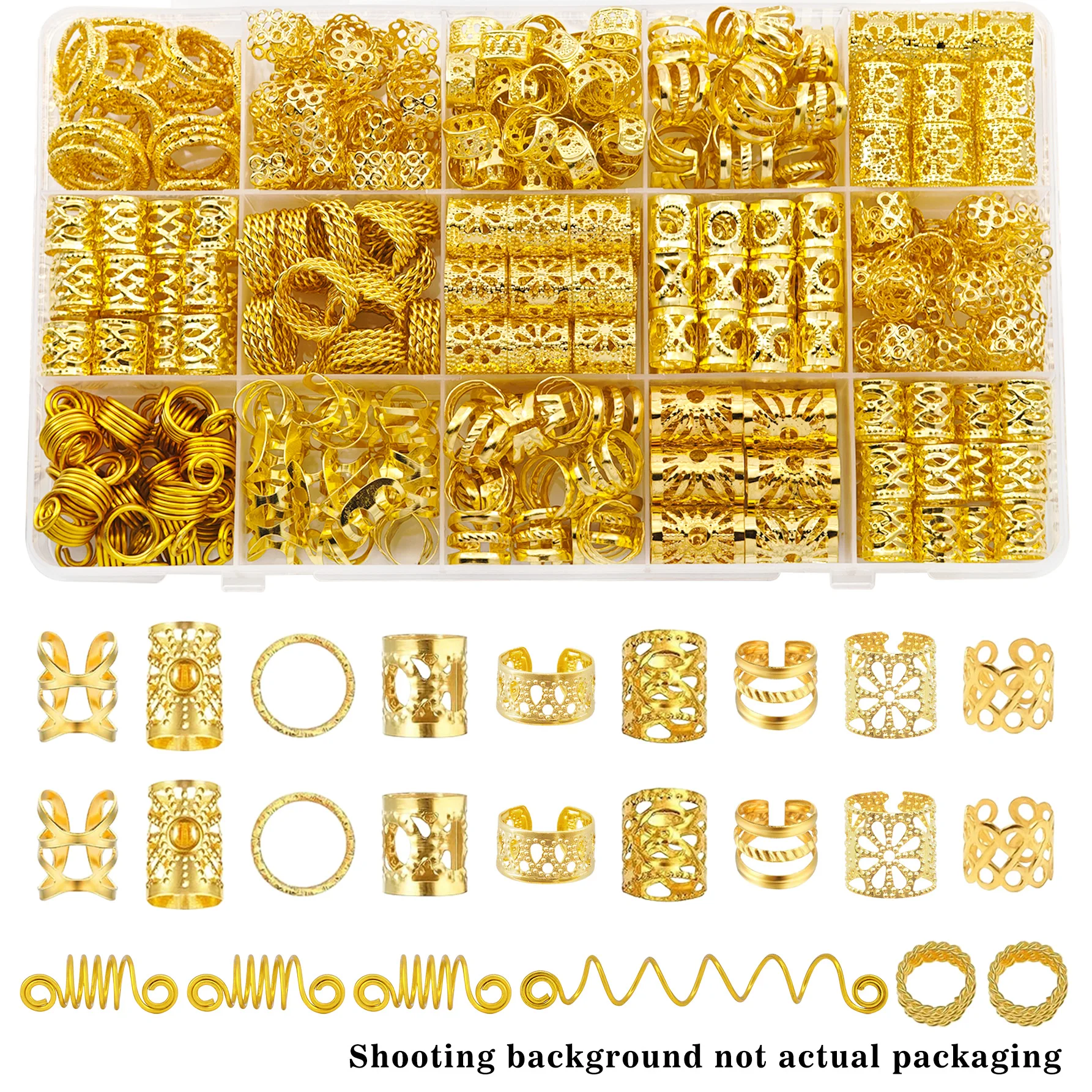 186pcs/set DIY metal cutout BOHO style Dreadlock Hair Jewelry Accessories Summer for women girls Music festival（Without box）