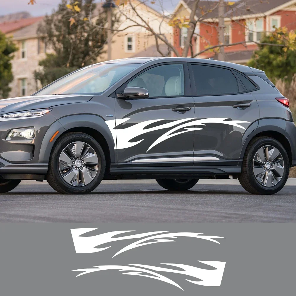 

Для Hyundai Kona Hybrid N Line наклейки на боковую дверь автомобиля, комплект электрической графики в полоску, виниловые декоративные наклейки, аксессуары для автотюнинга