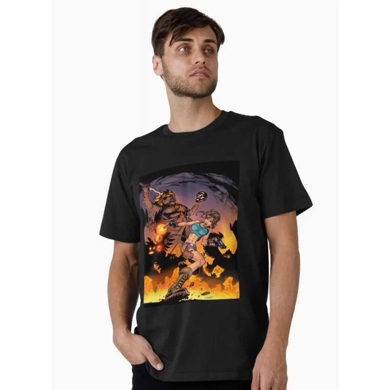 

80s Retro video game Tomb Raider 0401 Lara Croft Gift t shirt for men 100% cotton printed Graphic Clothes All size Tops S-6XL