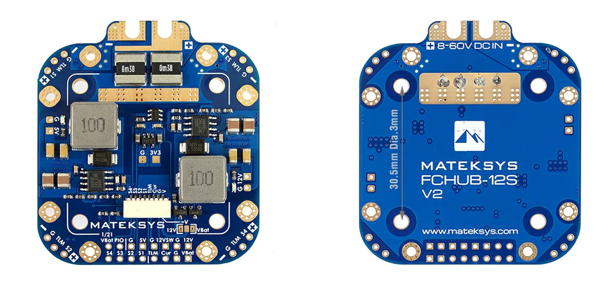 

MATEK FCHUB-12S V2 Power Distribution Board, 8-60V 440A, 4x70A with Current Sensor for Quadcopter & Multicopter