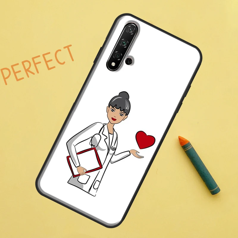 ممرضة الصحة الطبية القلب لهواوي نوفا 8i 12i 11i 12s Y73 Y72 Y61 Y91 Y90 Y70 Y60 9 10 SE P30 P40 Lite P60 Pro Case