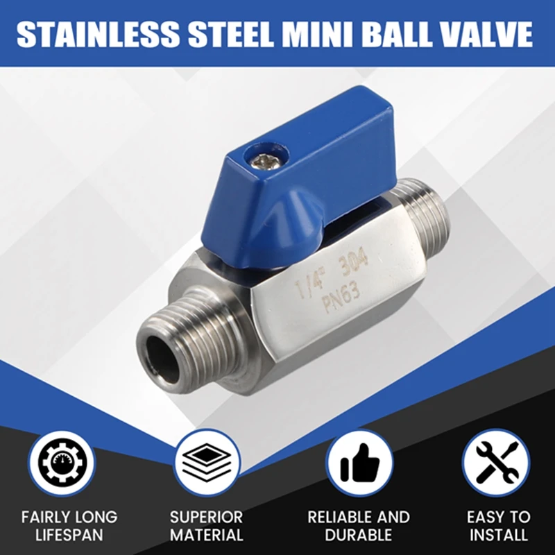 Stainless Steel Ball Valve - 1/4 Inch NPT Thread Male Small Mini Ball Valve (1/4Inch Male&Male)