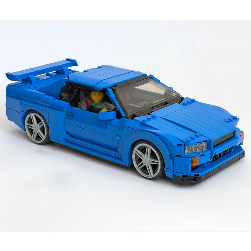 

Building Blocks Car Model Toy for Boys GTR R34 MOC Set with 1459 Pieces Creative DIY Bricks
