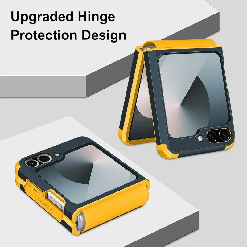 

Pop Upgraded Hinge Protection Case For Samsung Z Flip 6 Dual Layer PC TPU Full Shockproof Cover For Samsung Galaxy Z Flip 6 5 4