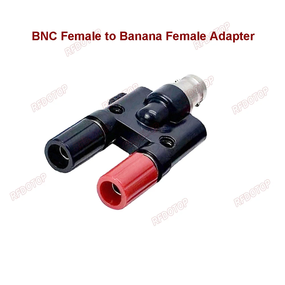 1pcs Q9 BNC Female To Dual 4mm Banana Female Jack Coaxial Connector BNC Tee Type 3Way Splitter RF Adapter High Quality RFDOTOP