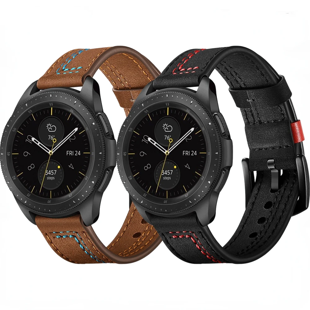 20mm 22mm Leather Band for Samsung Galaxy Watch 5/Pro/4/Classic/Active 2/Huawei Watch GT2 Sports Wristband for Amazfit GTR Strap