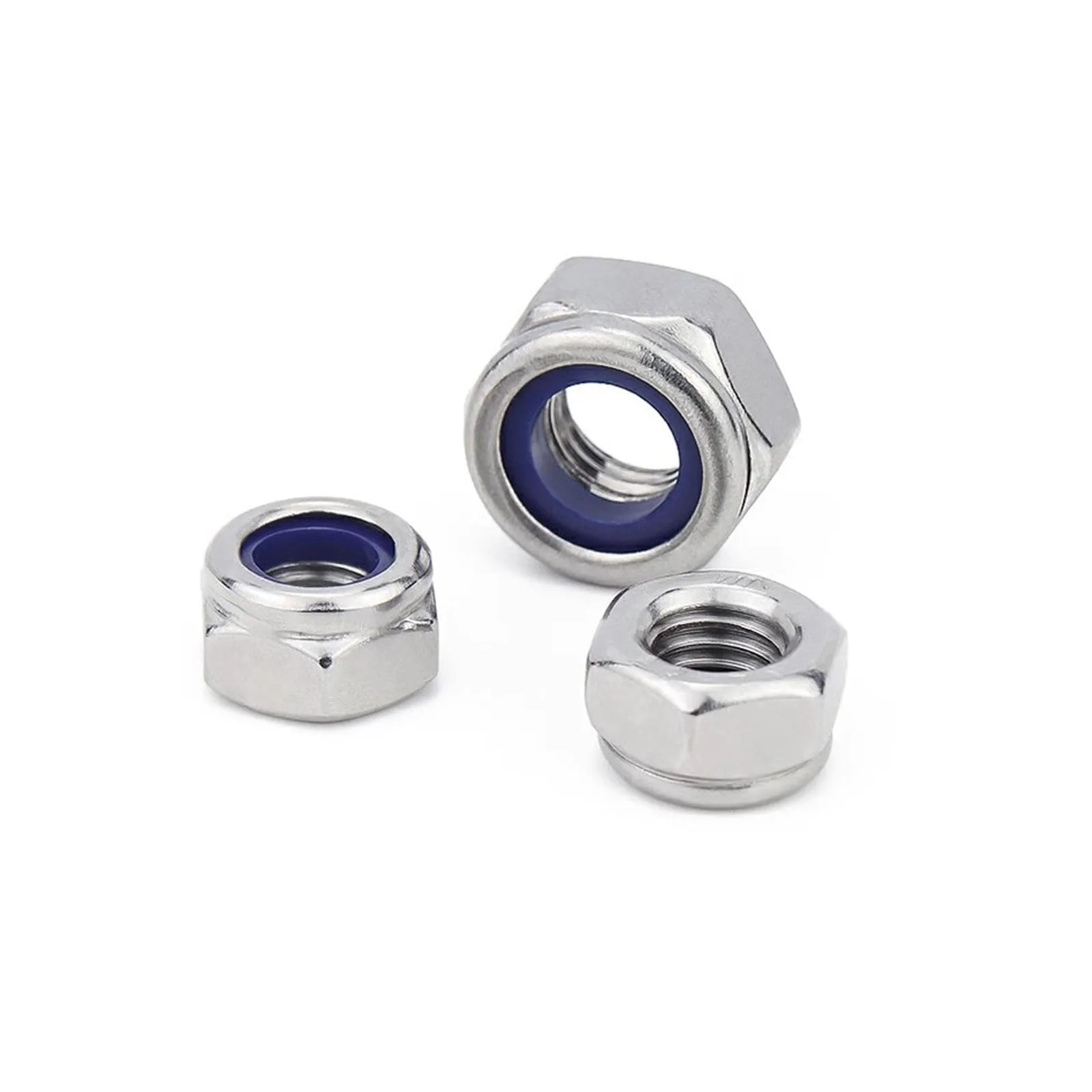 Fine Thread Pitch 0.5~1.5mm M5 M6 M7 M8 M10 M12 M14 M16 304 Stainless Steel Nylon Insert Lock Nut Hexagon Self-locking Locknut