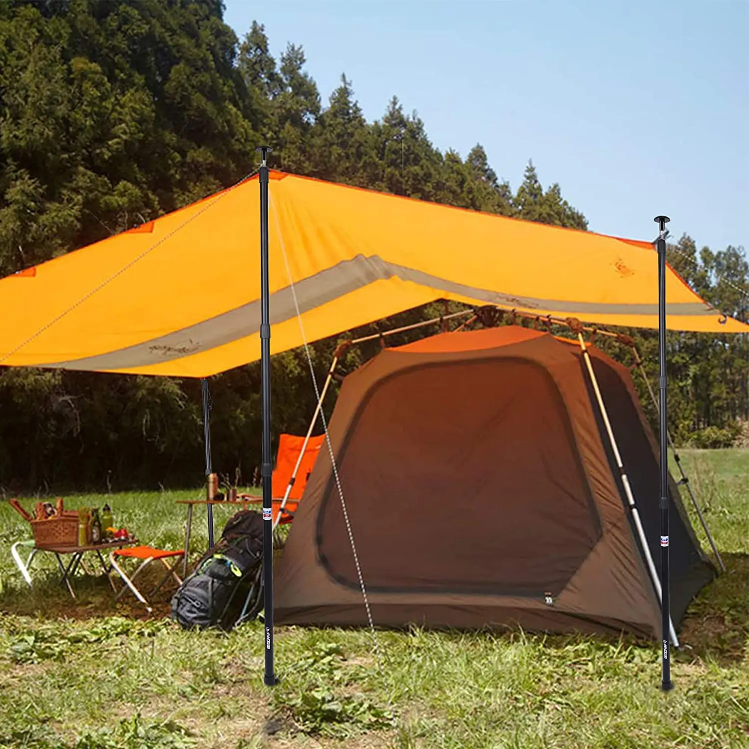 Adjustable Aluminum Alloy Tent Support Rods Outdoor Camping Tarp Awning Pole