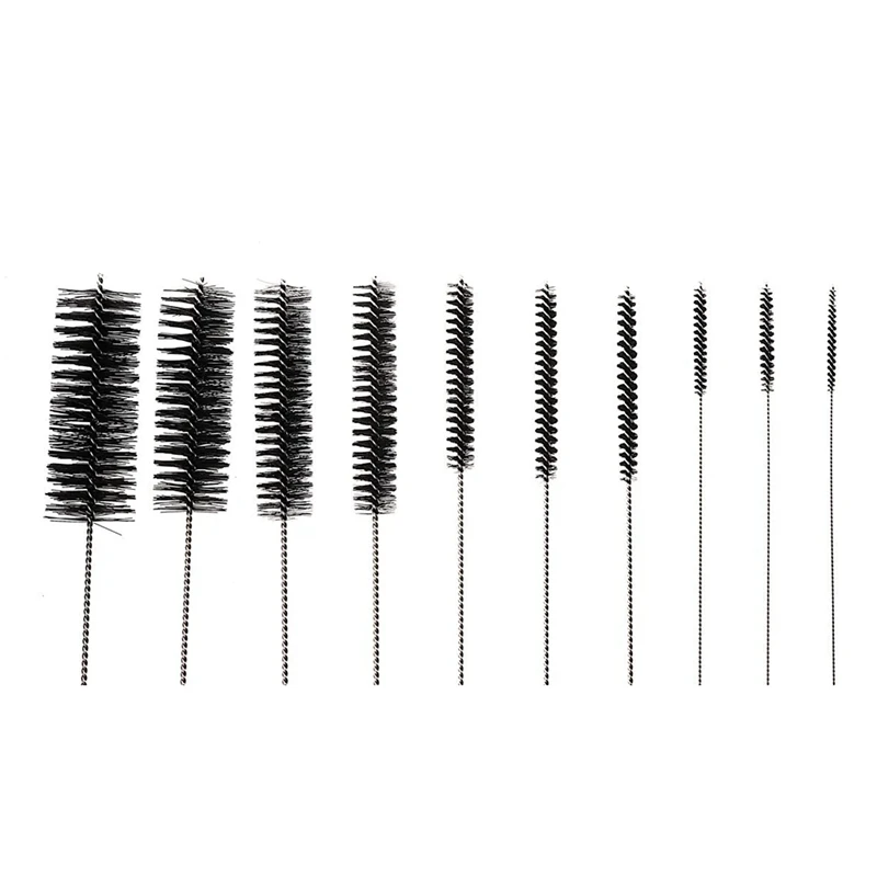 

10Pcs Nylon Cleaning Brushes Set With Loop Glasses Keyboards Jewelry Pipe Parts (Black)