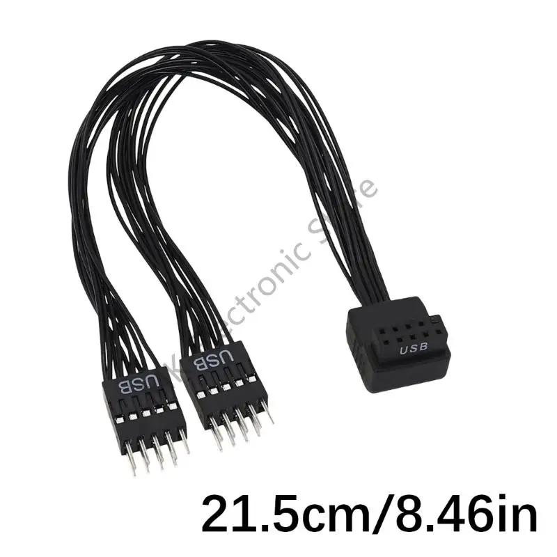 R2LF Cài đặt nhanh chóng không cần dụng cụ USB Bent Header Cáp chia 9 chân cho hiệu quả