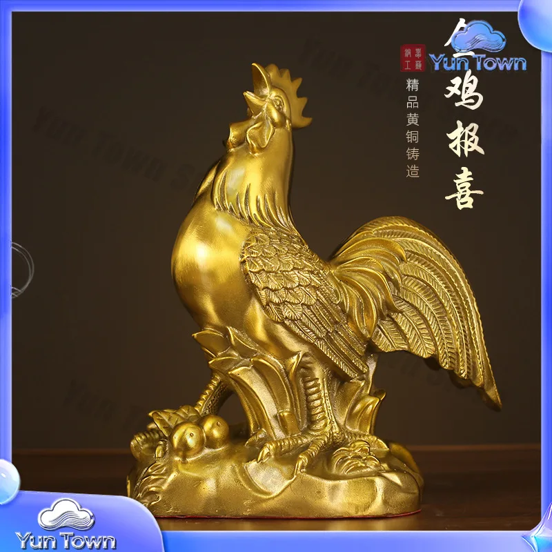 Manufacturer wholesale copper rooster ornament brass home jewelry chicken zodiac mascot golden chicken independent copper