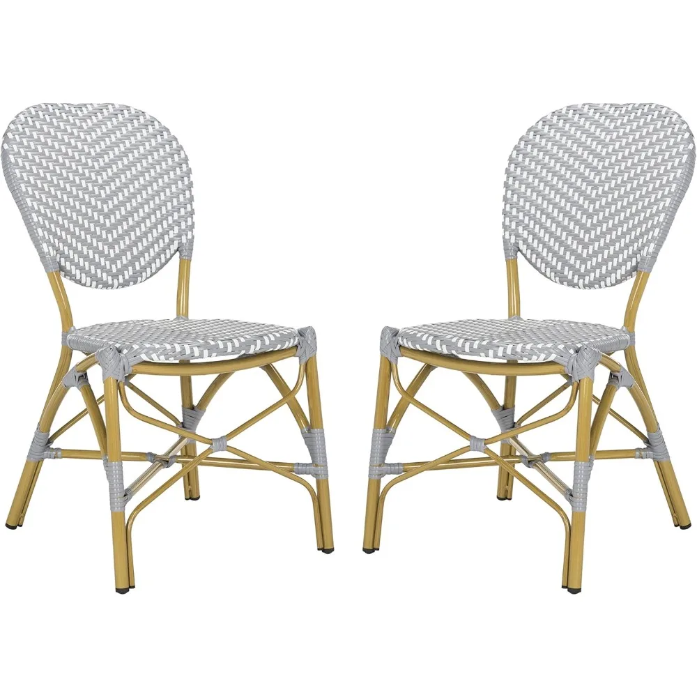 

Lisbeth Navy & White French Bistro Stackable Outdoor Side Chair Set 2