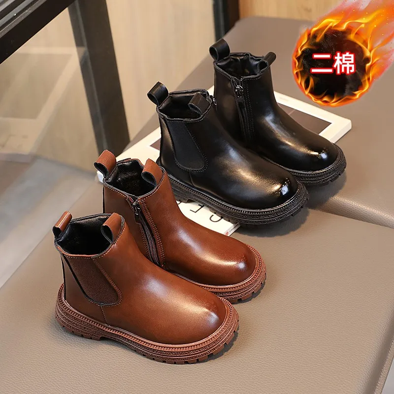 

2025 New Children Kids Chelsea Boots Classic for Boys Girls Toddlers Fashion Boots Ankle High with Zipper Non-slip Autumn Winter
