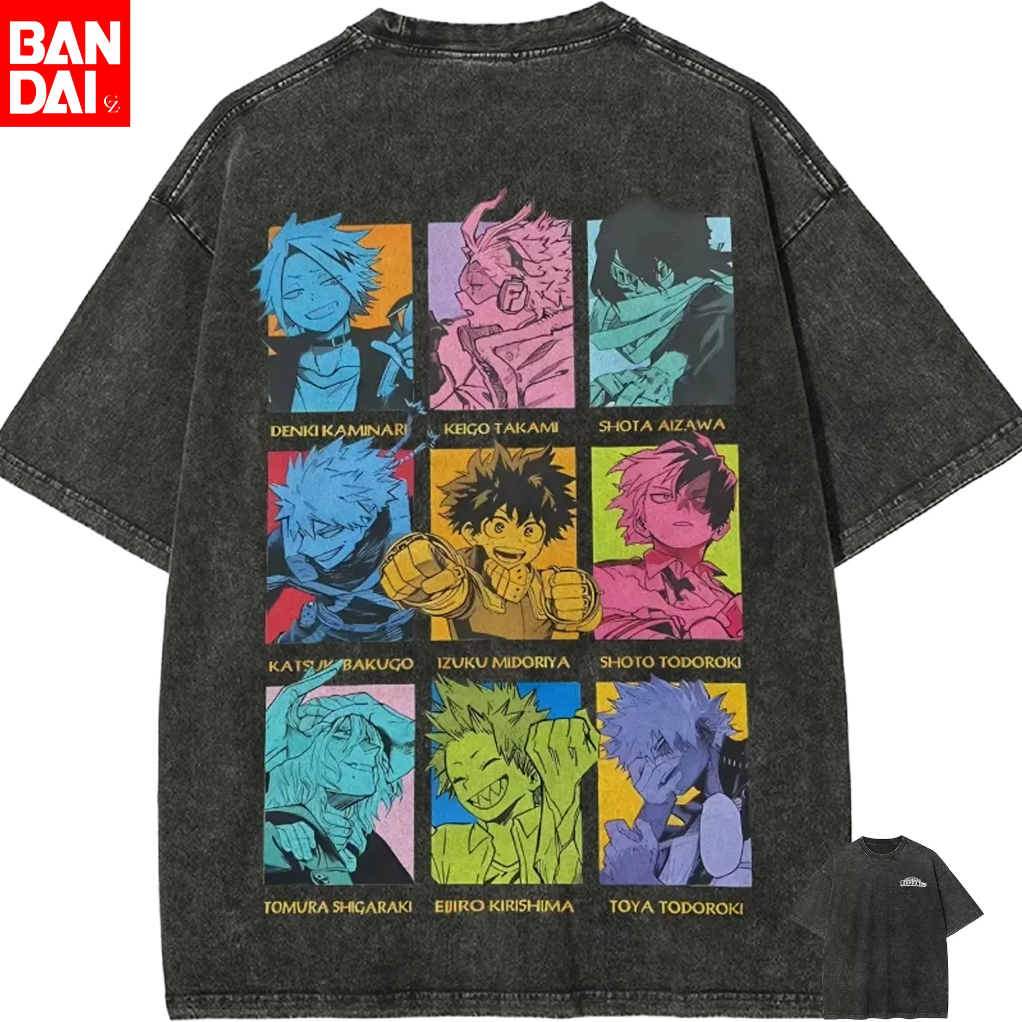 Anime My Hero Academia Dabi & Toga Print Washed T-Shirt Retro Distressed Oversized T-Shirt Harajuku Streetwear Kurzarm-T-Shirt