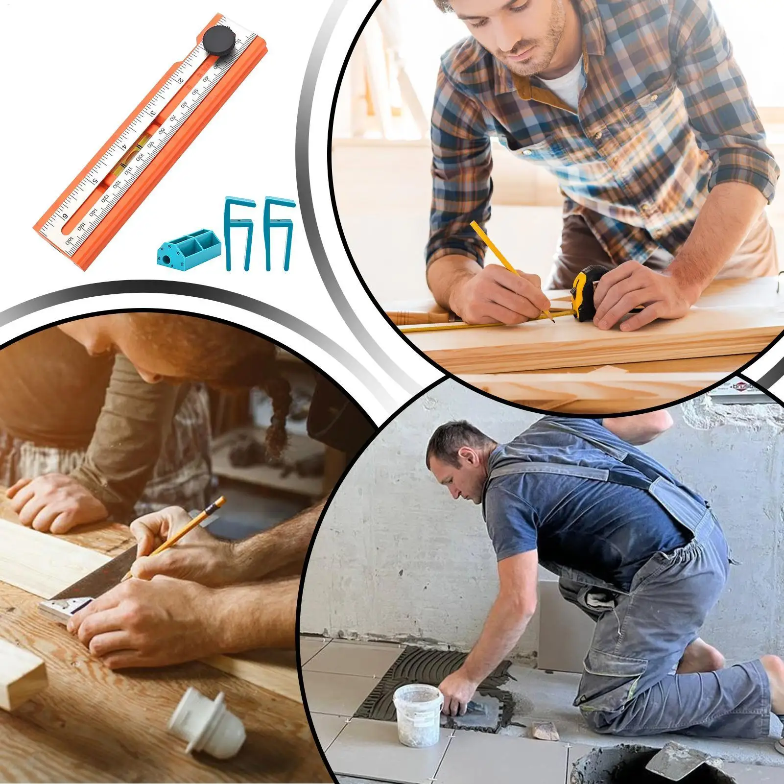 Righello per la lavorazione del legno Righello per carpentiere Marcatura ad angolo regolabile Calibro da 15-90 gradi Strumento di misurazione portatile per carpentiere in negozio