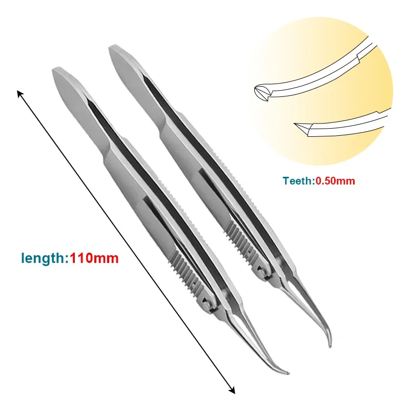 1pcs 11cm Stainless Steel Curved Tweezers Clamp Strabismus Forceps Locked Forceps Ophthalmic Instrument