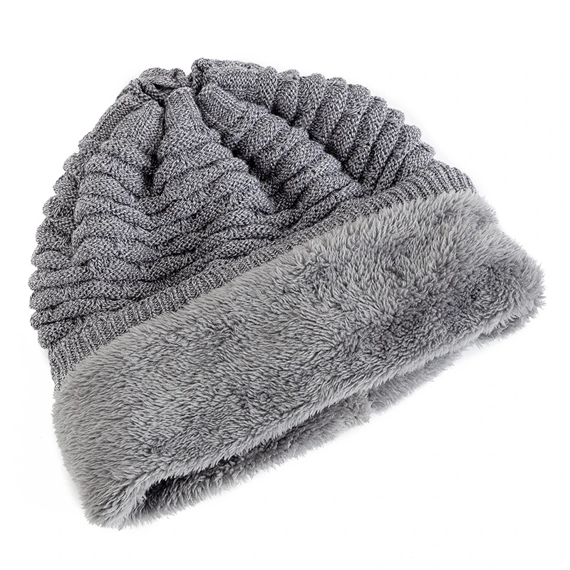 New Unisex Slouchy Winter Hats Add Fur Lined Men And Women Neck Collar And Hat Dual-use Casual Label Decor Winter Knitted Hats