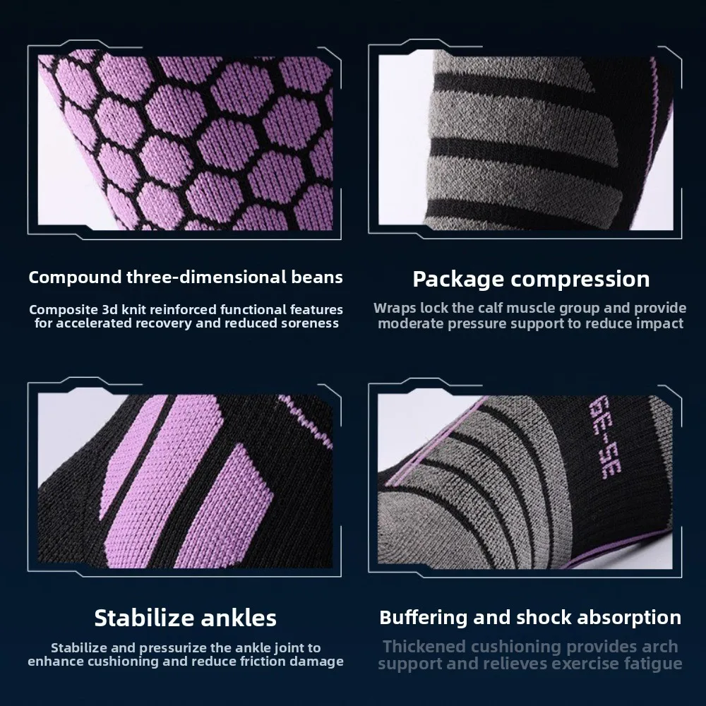 New Thickened Ski Socks Anti-slip Thermal Knee High Socks Moisture-wicking Breathable Snowboard Stockings for Winter Sports view 4