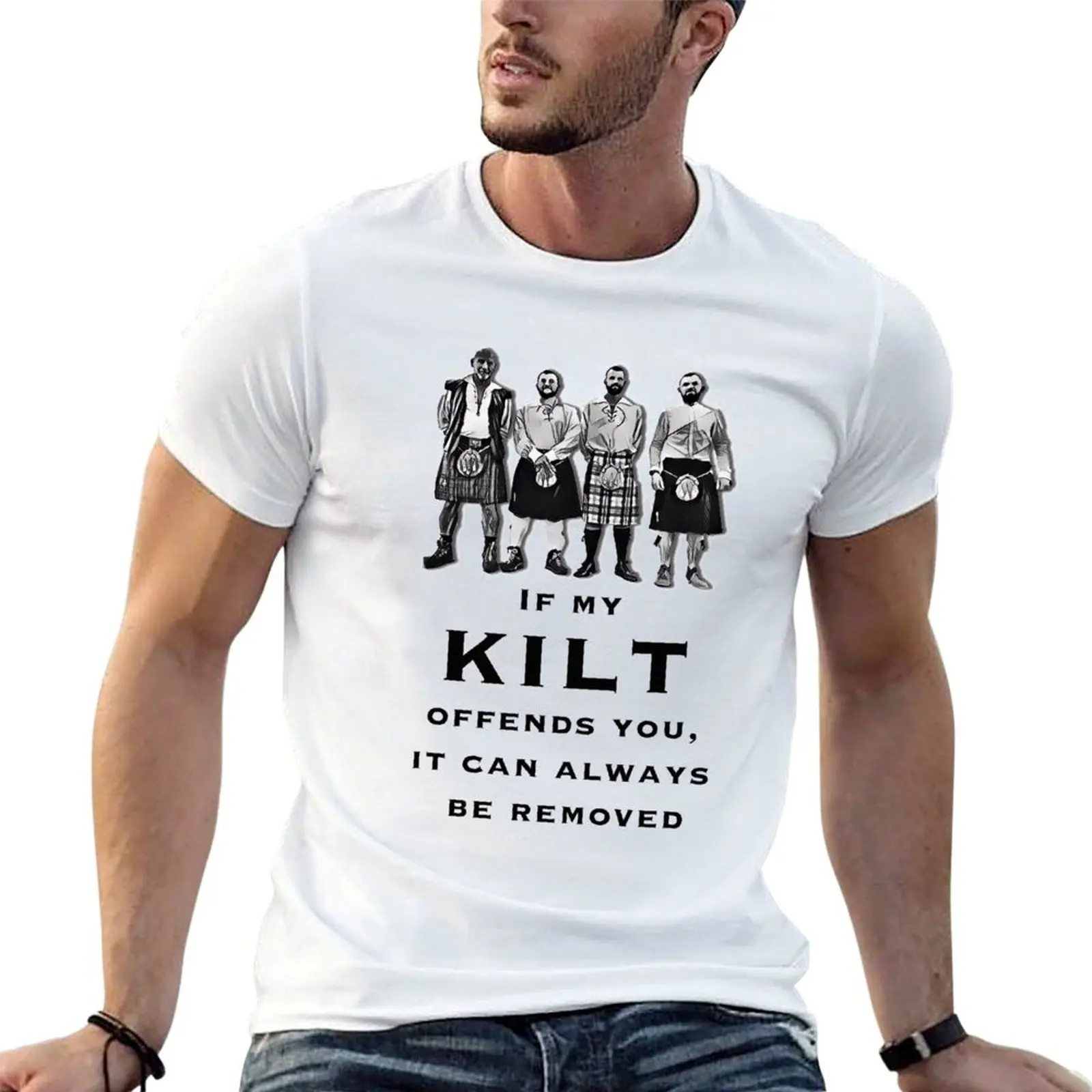 Scottish men in kilt - If my kilt offends you i can always remove it T-Shirt Minimalist Graphic Tee Shirt