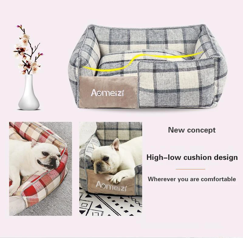 Cat Bed Sofa Winter Warm Removable Summer Cooler Mat Foam Neck Pad Nest Beds Pet Deep Sleeping for Small Medium Dogs Puppy