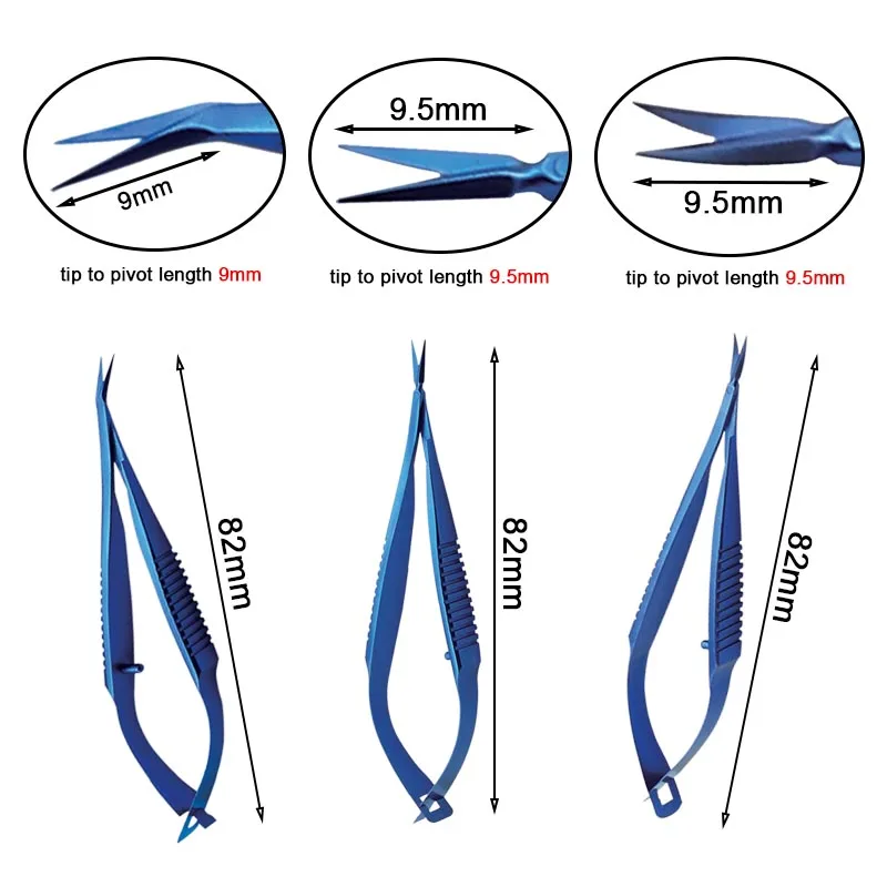 

1pcs 8.2cm Vannas Scissors Straight Curved Angle Micro Scissors Titanium Alloy Eyelid Tool Ophthalmic Instrument