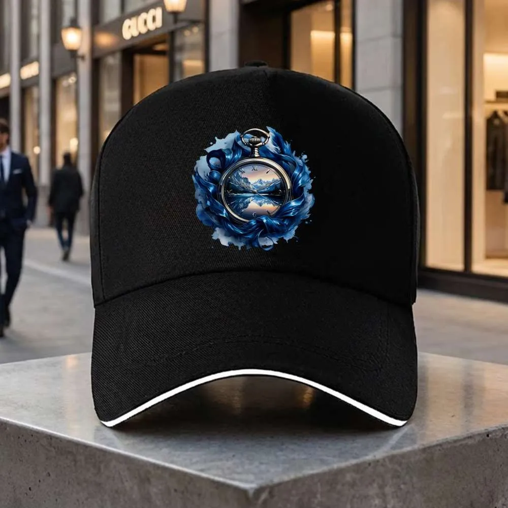 Pocket Watch Landscape Print Baseball Cap Polyester Adjustable Outdoor Unisex Hat