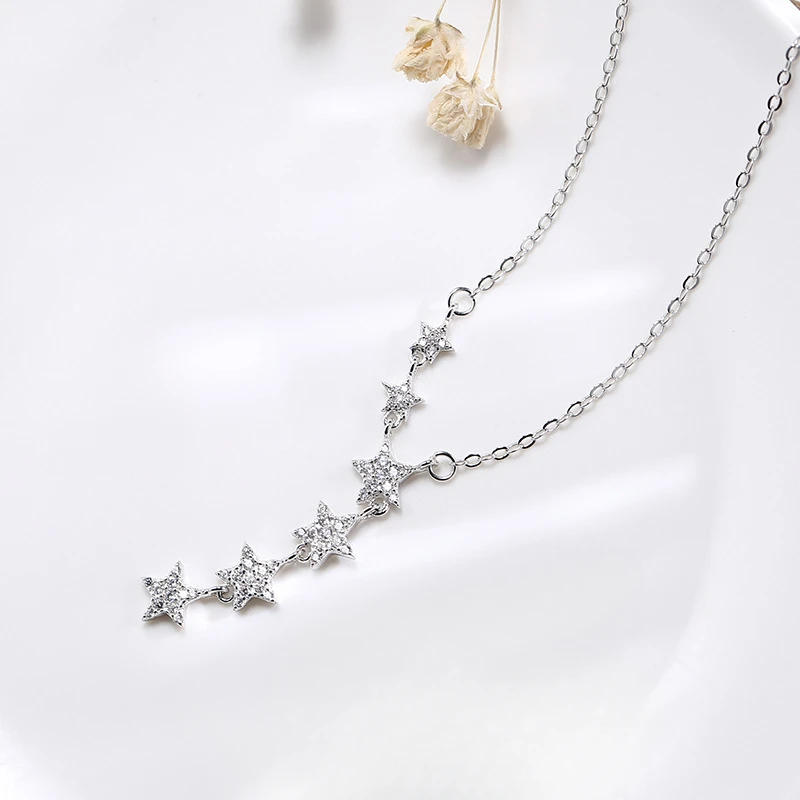 Star women's necklace 925 sterling silver Y-shaped collarbone chain personalized jewelry