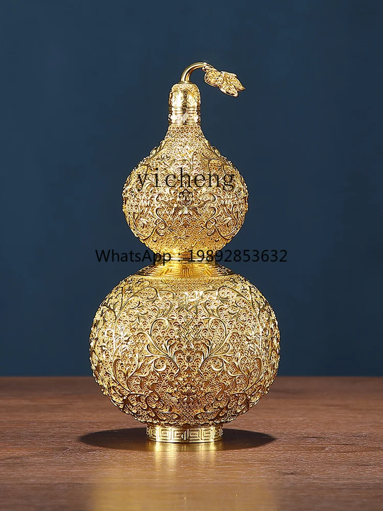 1TWR Oriental Jubilee all-copper ornament filigree auspicious gourd living room entrance desktop decoration
