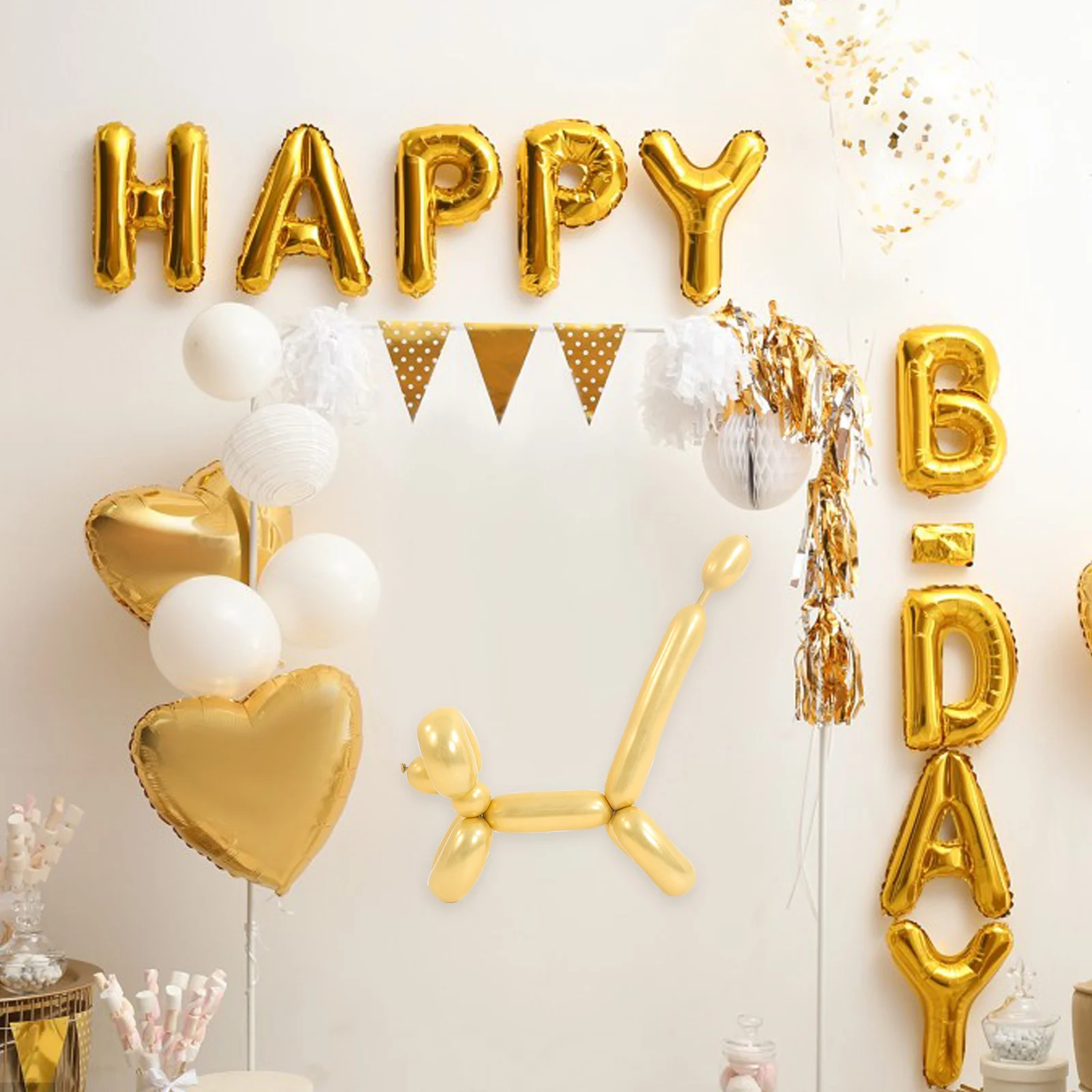 

100pcs Metal Balloons Long Twisting Decorative Latex Wedding Party Balloons Bulk Strip Modelling Festive Decorations