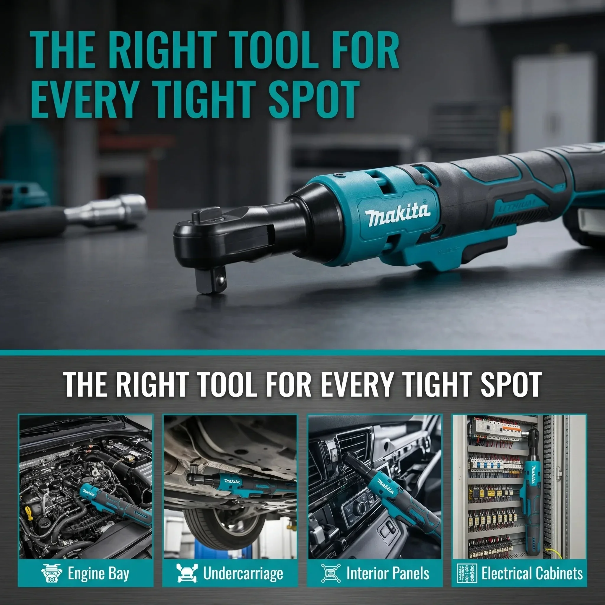 Makita 18V LXT Cordless Ratchet Wrench DWR180Z Square Drive Hand Tool For Car Chassis Service And Daily Brake System Repair Work