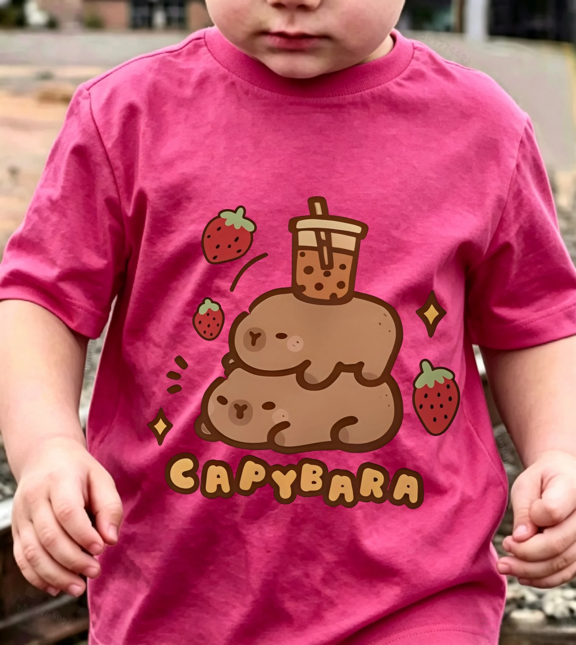 The latest children's 100% cotton T-shirt with cute dolphin pattern short-sleeved comfortable and skin-friendly top