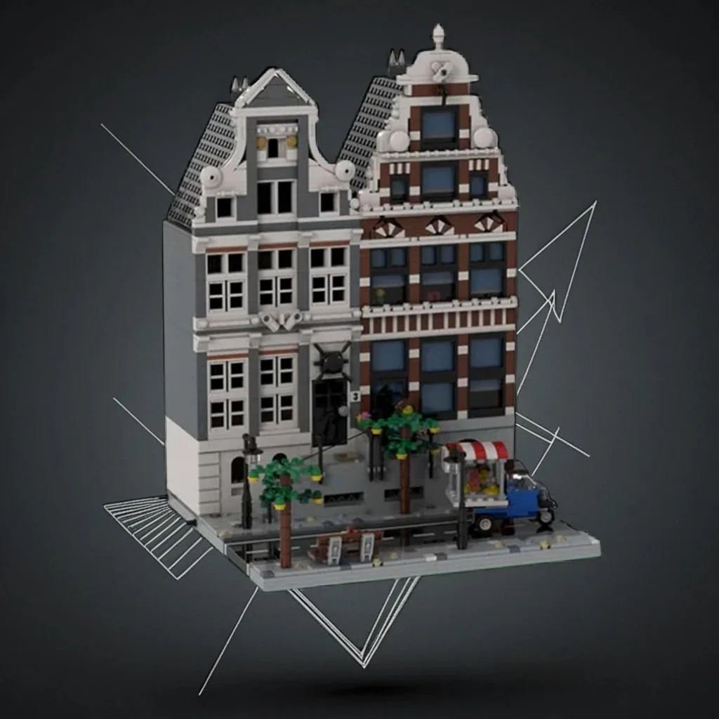 

1713Pcs Modular Gray-Brown MOC Urban Modular Building Education Building diy Blocks Birthday Toys Gift