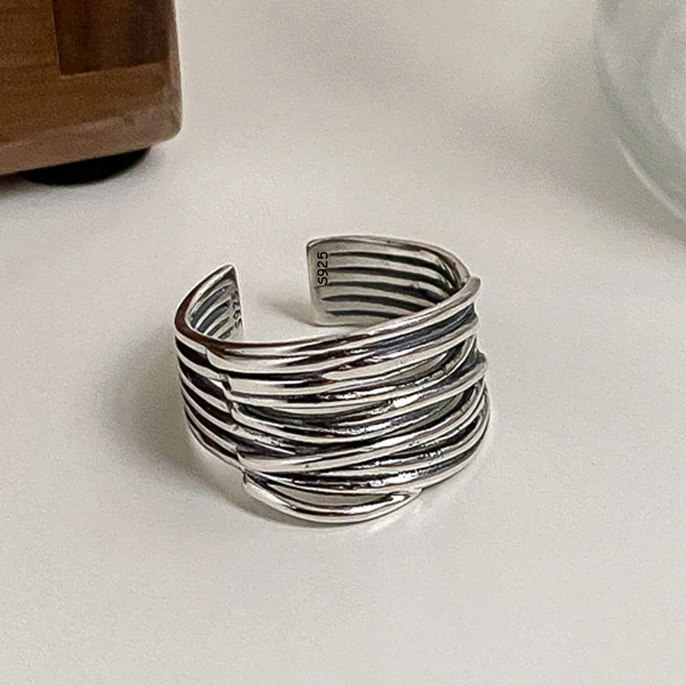 

Женское многослойное кольцо из серебра 925 пробы, регулируемое