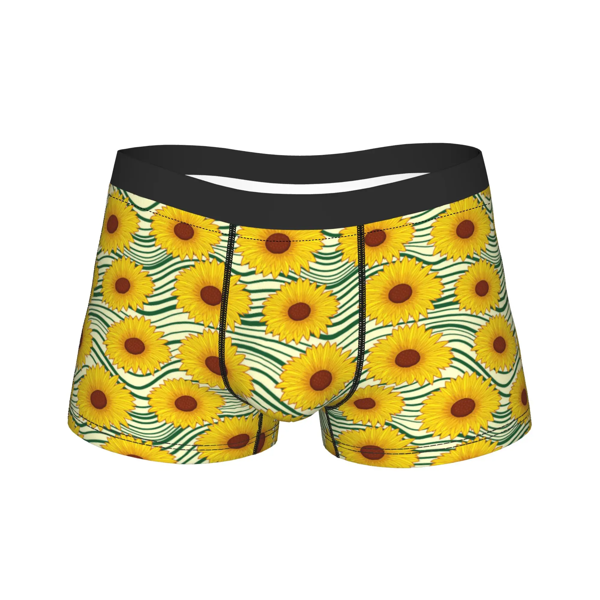 Sunflower Print Shorts Briefs  Underwear Quality Men Sexy Soft Boxer Shorts Custom Oversize Underpants