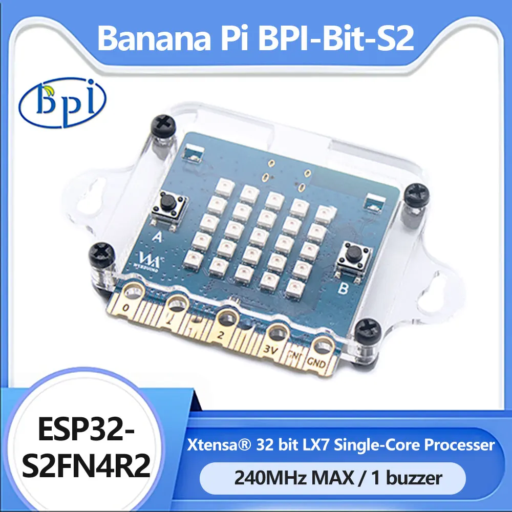 

Banana Pi BPI-Bit-S2 ESP32-S2FN4R2 32 Bit Single-Core Processer Support Webduino, Arduino, CircuitPython For STEAM Education