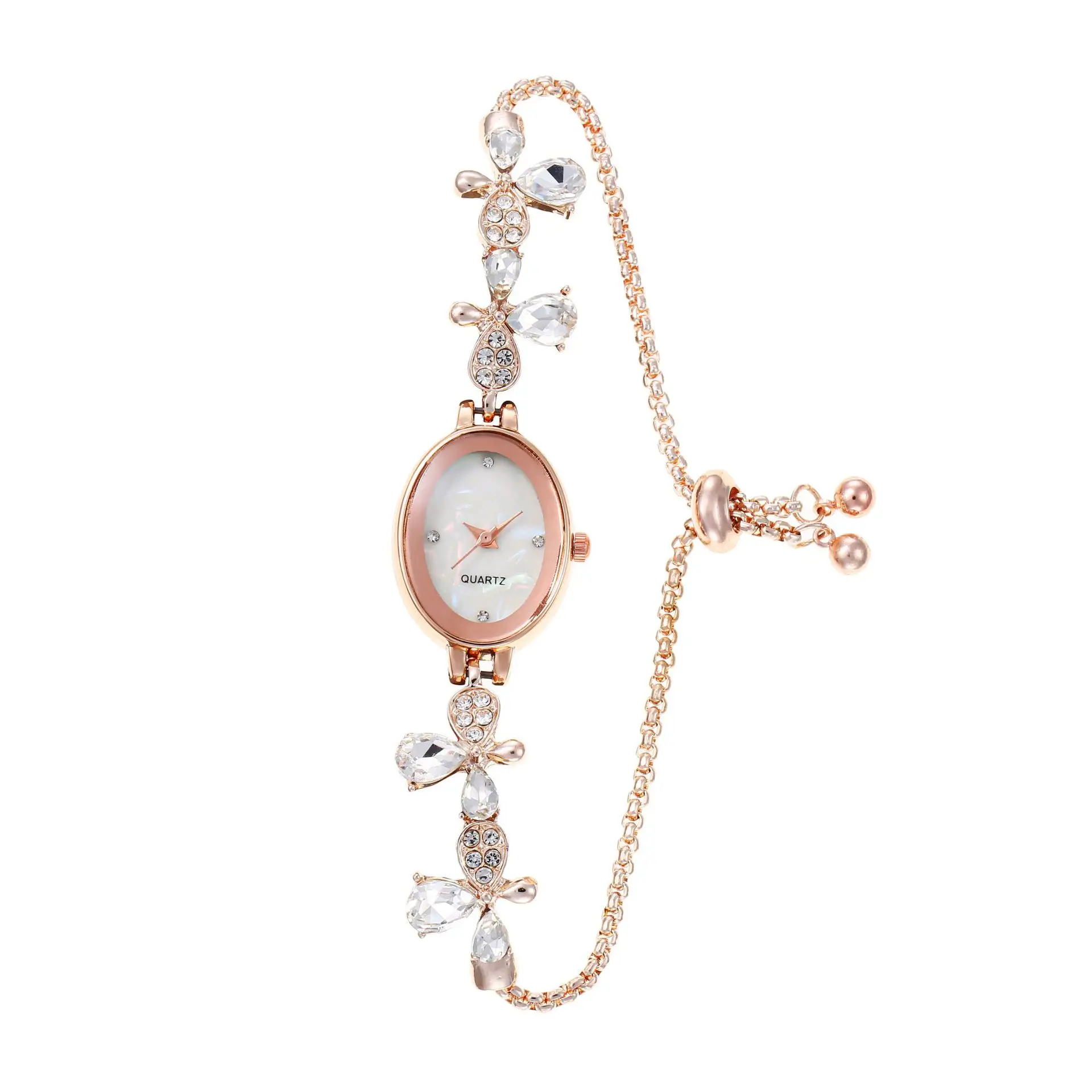 Exquisite Rhinestone Butterfly Ladies Watch Fashion Alloy Strap Diamond Oval Women Casual Quartz Wristwatch Bracelet 시계