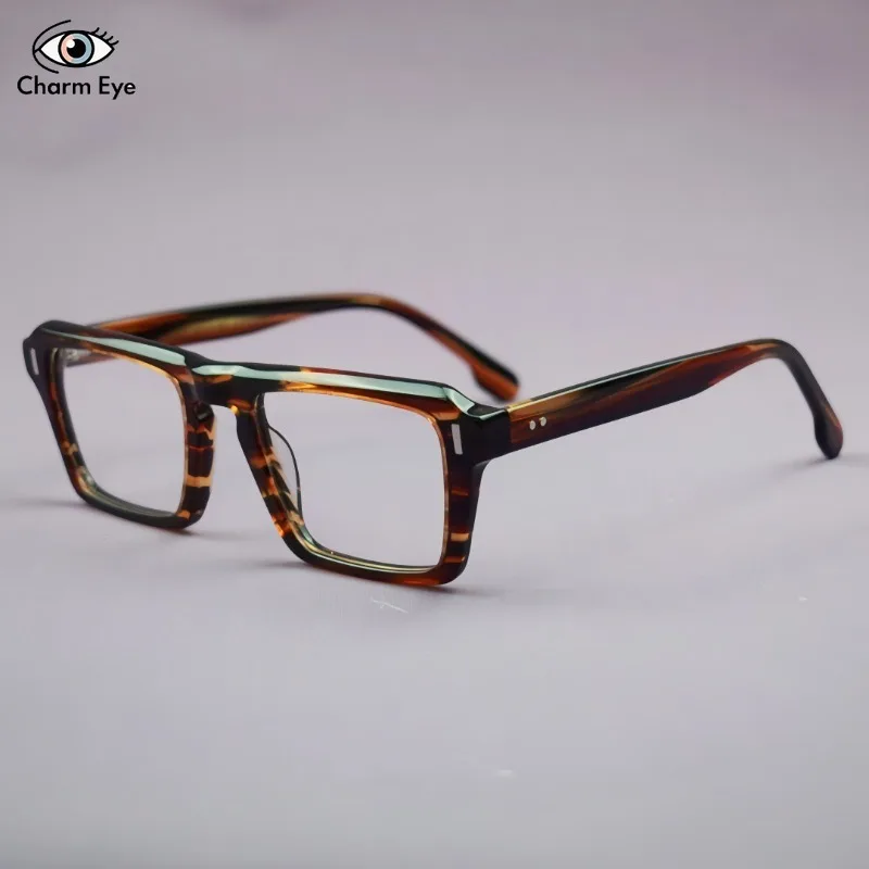 جديد مربع سميكة خلات الرجال النظارات الإطار عالية الجودة الرجعية البصرية النساء إطار كبير قصر النظر القراءة النظارات الطبية