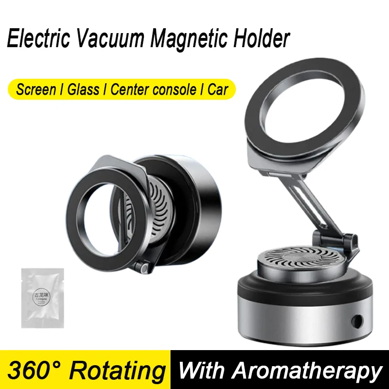 

Electric Vacuum Suction Cup Car Phone Holder Magnetic Foldable Stand 360 Degree Rotation Bracket with Aromatherapy For Phones