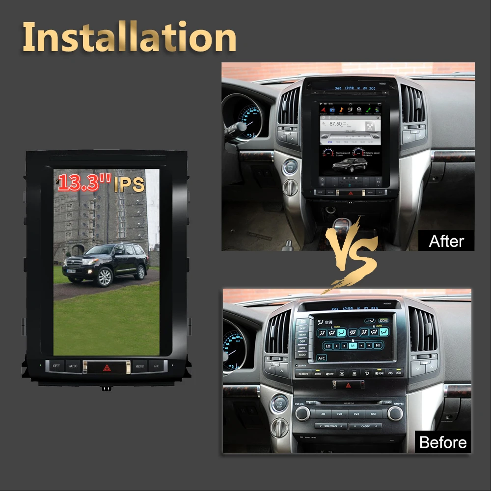 Vertical Screen Tesla Style Android 11 Car GPS navigation for TOYOTA LAND CRUISER LC200 2008-2015 High Level Auto Radio Stereo