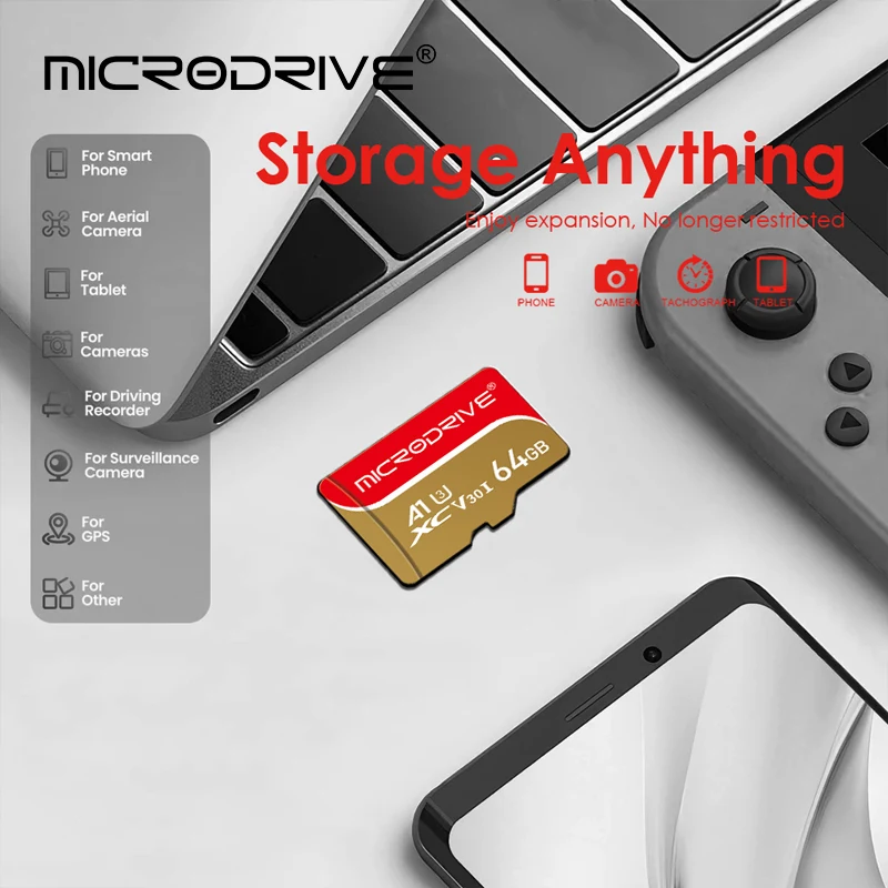 بطاقة ذاكرة صغيرة من الفئة 10، بطاقة فلاش SD صغيرة، بطاقة TF، 128 جيجابايت، 64 جيجابايت، 32 جيجابايت، 16 جيجابايت، 256 جيجابايت، للكمبيوتر الذكي