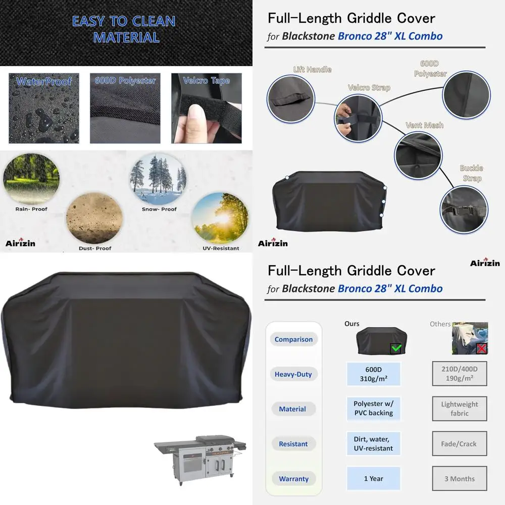 

Protective Cover for Blackstone Bronco 28 XL Griddle and 85 Vertical Pellet Smoker Combo