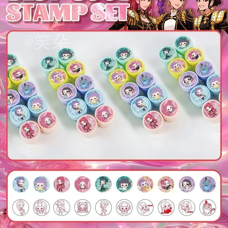 Sello de sello de cazadores de demonios Kpop, decoración de Anime para álbum de recortes, pintura de sello de figura bonita para estudiantes, sello de recompensa de papelería para niños, 10 Uds.