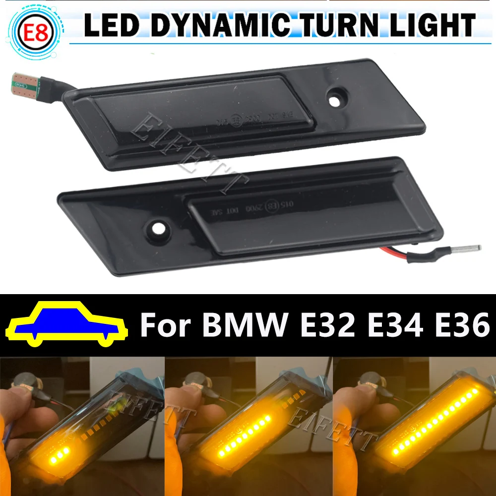 Car LED Flashing Sequential Dynamic Turn Signal Side Marker Lamp For BMW E30 E32 E34 E36 Led Light 1990-1996 M3 M5 3 5 7 Series